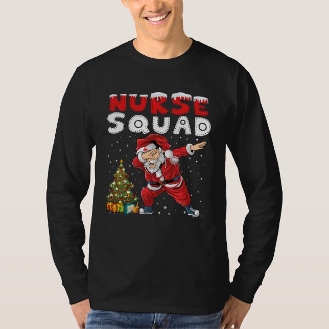 Christmas Scrub Women Dabbing Santa Scrubs Nurse S T-Shirt (Front)