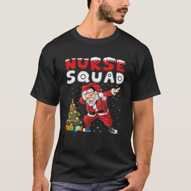 Christmas Scrub Women Dabbing Santa Scrubs Nurse S T-Shirt (Front)
