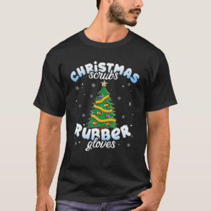 Christmas Scrubs Rubber Gloves Scrub Top Cute Tree