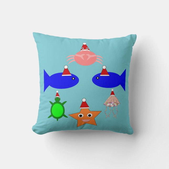 Christmas Sea Creatures Cushion (Front)