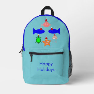 Christmas Sea Creatures Custom Printed Backpack