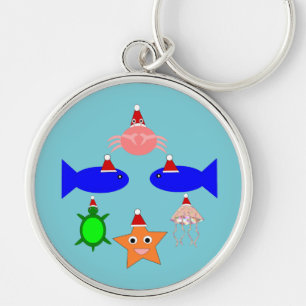 Christmas Sea Creatures Key Ring