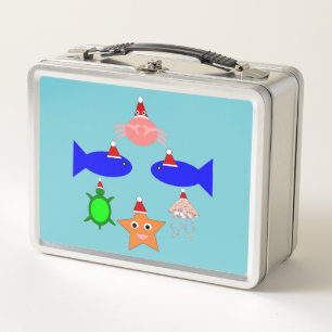 Christmas Sea Creatures Metal Lunch Box
