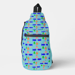 Christmas Sea Creatures Patterned Sling Bag