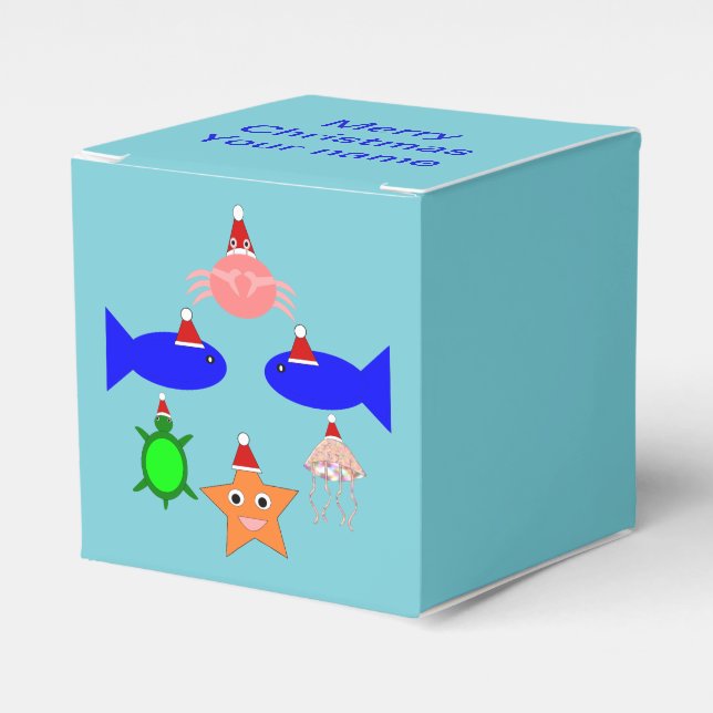 Christmas Sea Creatures Personalised Favour Box (Front Side)