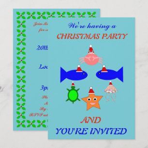 Christmas Sea Creatures Personalised Invitation