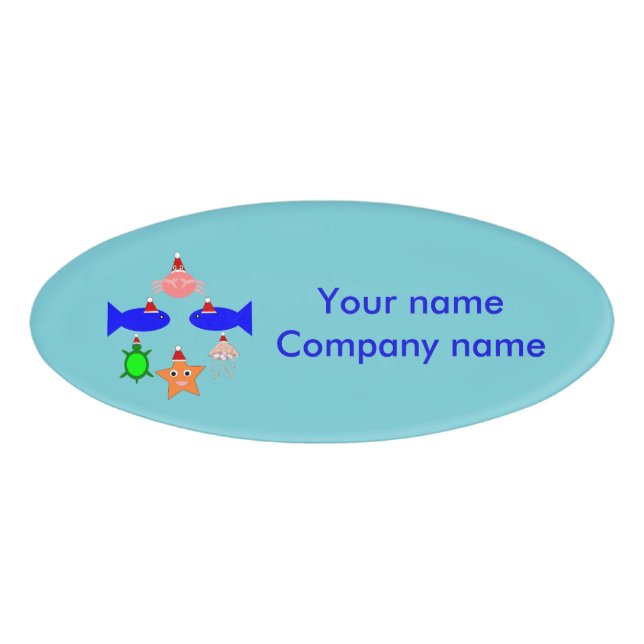 Christmas Sea Creatures Personalised Name Tag (Front)