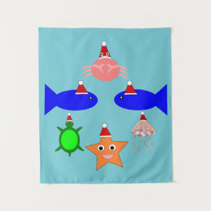 Christmas Sea Creatures Tapestry