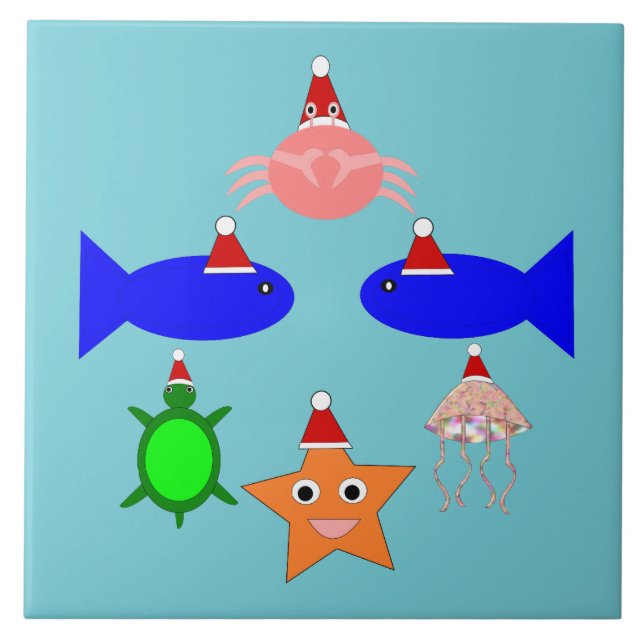 Christmas Sea Creatures Tile (Front)