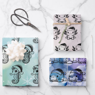 Christmas Sea Creatures Wrapping Paper Sheet