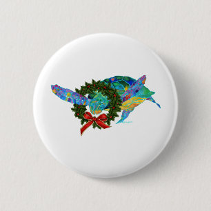 Christmas Sea Turtle 6 Cm Round Badge