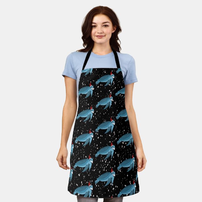 Christmas Sea Turtle  Apron (Worn)