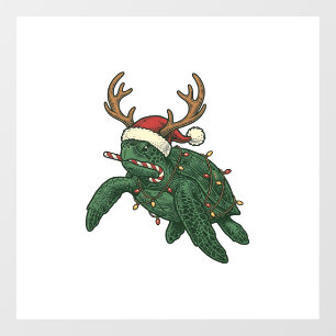 Christmas Sea Turtle Reindeer Vintage Engraving De