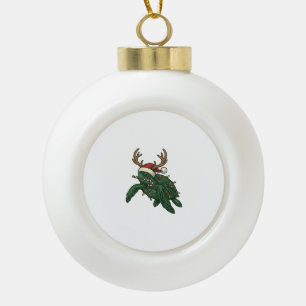 Christmas Sea Turtle Reindeer Vintage Engraving De Ceramic Ball Christmas Ornament