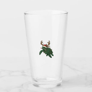 Christmas Sea Turtle Reindeer Vintage Engraving De Glass