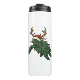 Christmas Sea Turtle Reindeer Vintage Engraving De Thermal Tumbler