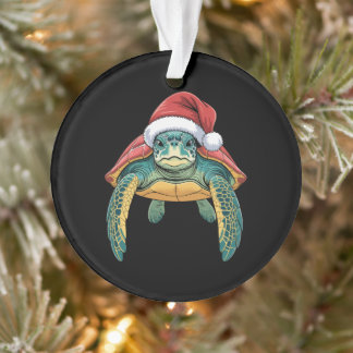 Christmas Sea Turtle Santa Hat Ocean Marine Xmas Ornament