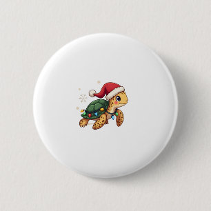 Christmas Sea Turtle Santa Xmas Men Women Boys Gir 6 Cm Round Badge