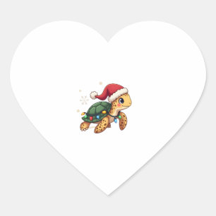 Christmas Sea Turtle Santa Xmas Men Women Boys Gir Heart Sticker
