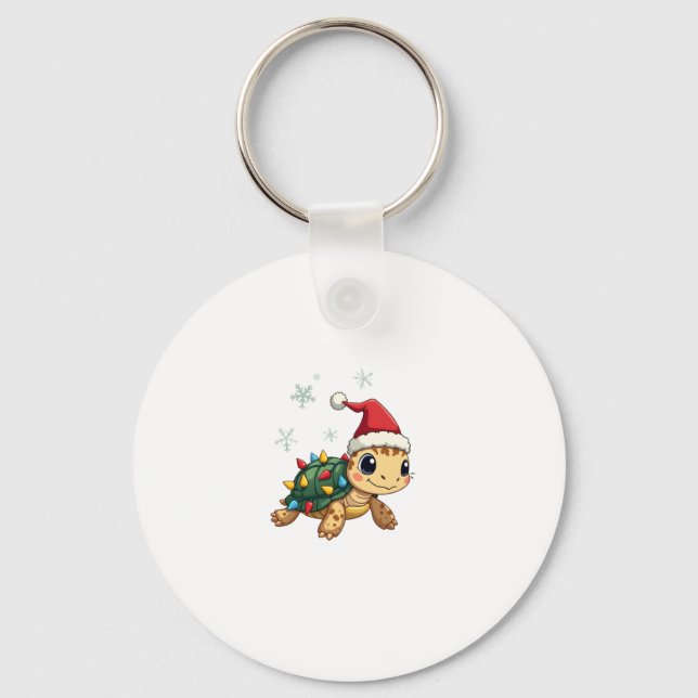 Christmas Sea Turtle Santa Xmas Men Women Boys Gir Key Ring (Front)