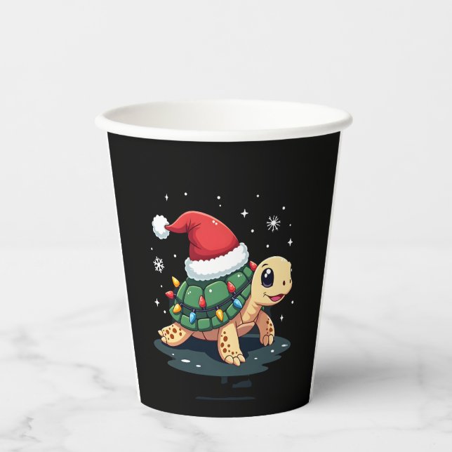 Christmas Sea Turtle Santa Xmas Men Women Boys Gir Paper Cups (Front)