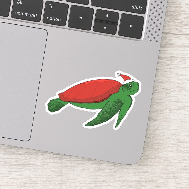 Christmas Sea Turtle Sticker (Detail)