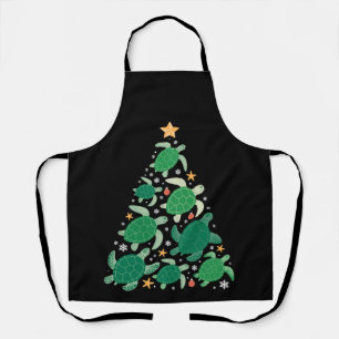 Christmas Sea Turtle Tree Star Starfish Snowflakes Apron