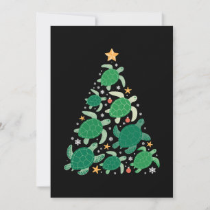 Christmas Sea Turtle Tree Star Starfish Snowflakes Invitation