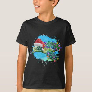 Christmas Sea Turtle With Santa Hat And Christmas  T-Shirt