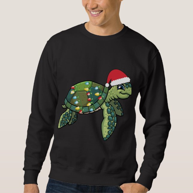 Christmas Sea Turtle With Santa Hat Holiday Cute G Sweatshirt (Front)