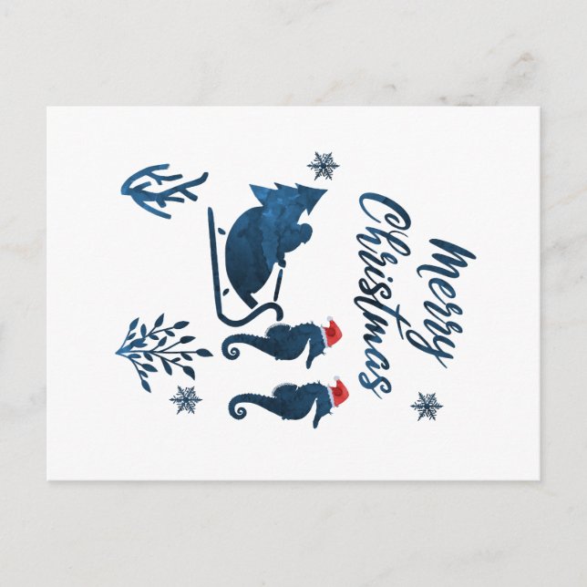 Christmas Seahorse Postcard (Front)