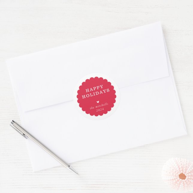 CHRISTMAS SEAL modern minimal festive spot red  (Envelope)