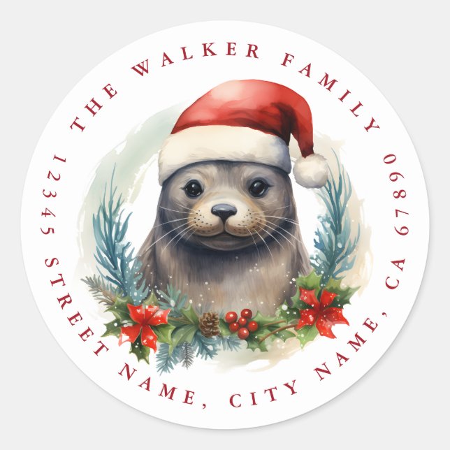 Christmas Seal Round Stickers (Front)