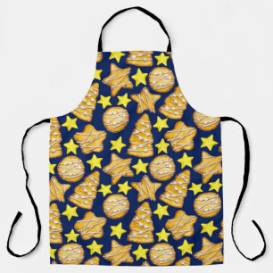 Christmas seamless pattern of sweets and yellow st apron