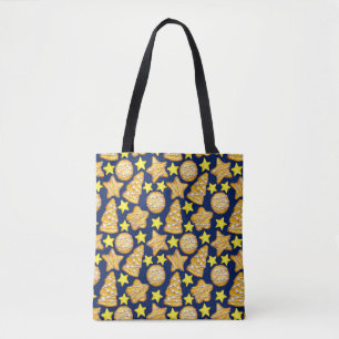 Christmas seamless pattern of sweets and yellow st tote bag