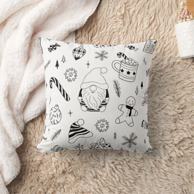Christmas seamless pattern outline  cushion (Blanket)