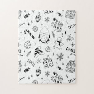 Christmas seamless pattern outline jigsaw puzzle