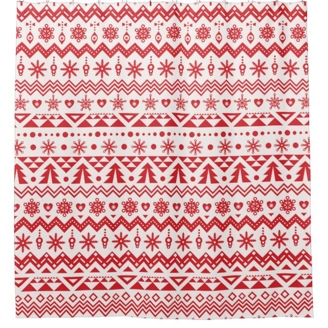 Christmas seamless pattern shower curtain (Front)