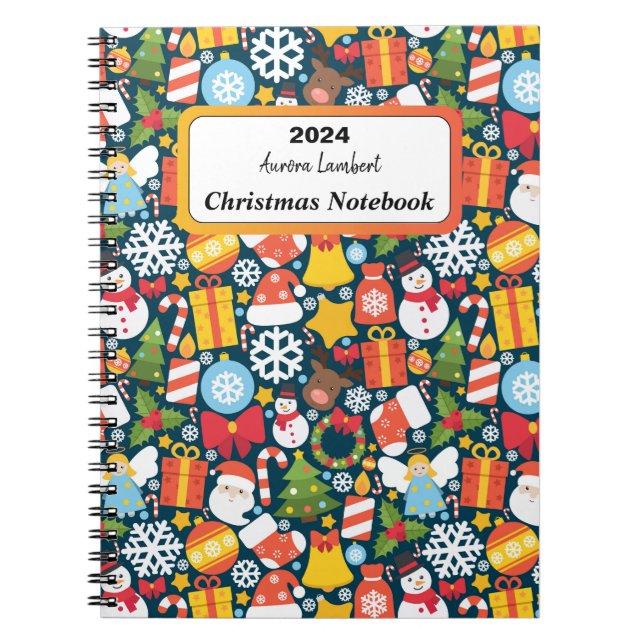 Christmas Seamless Pattern Spiral Photo Notebook (Front)