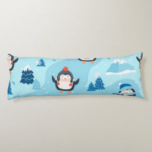 christmas seamless pattern with penguin body cushion