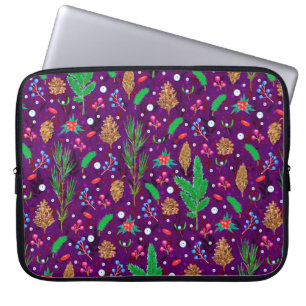 Christmas seamless pattern with pine cones, fir br laptop sleeve