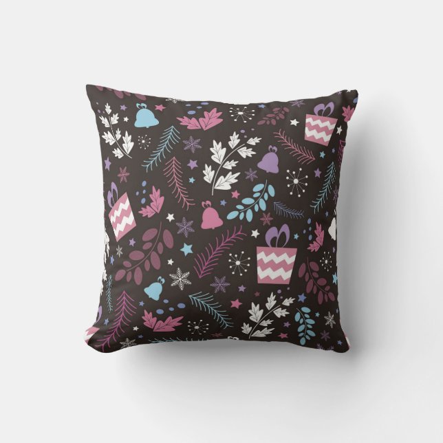 Christmas seamless pattern with tree,  snow,  gift cushion (Front)