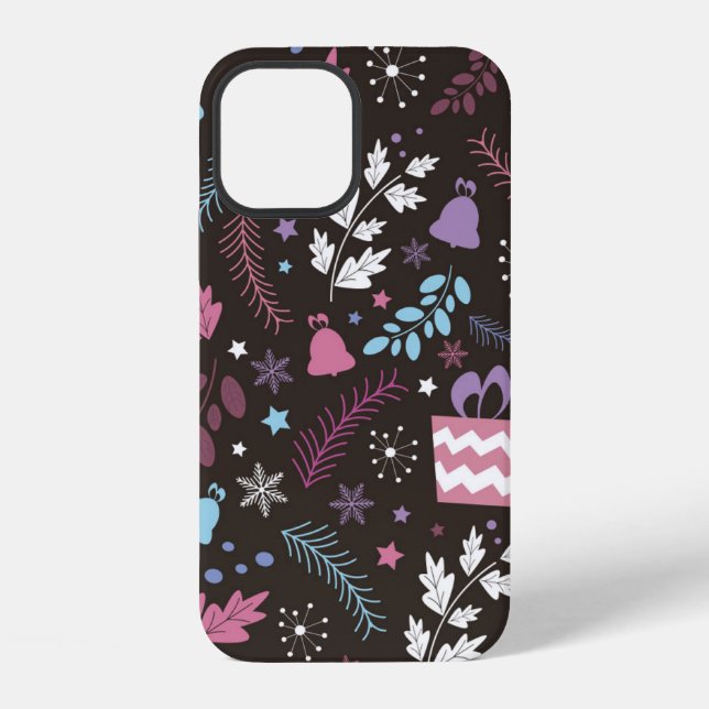 Christmas seamless pattern with tree,  snow,  gift iPhone case (Back)