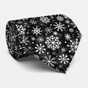 Christmas seamless snowflakes black pattern tie