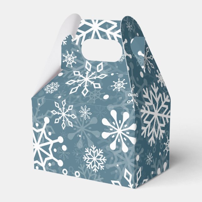 Christmas seamless snowflakes blue pattern favour box (Front Side)
