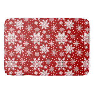 Christmas Seamless White Snowflakes Pattern  Bath Mat