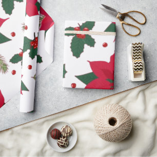 Christmas seamless with Poinsettia Gift Bag Wrapping Paper