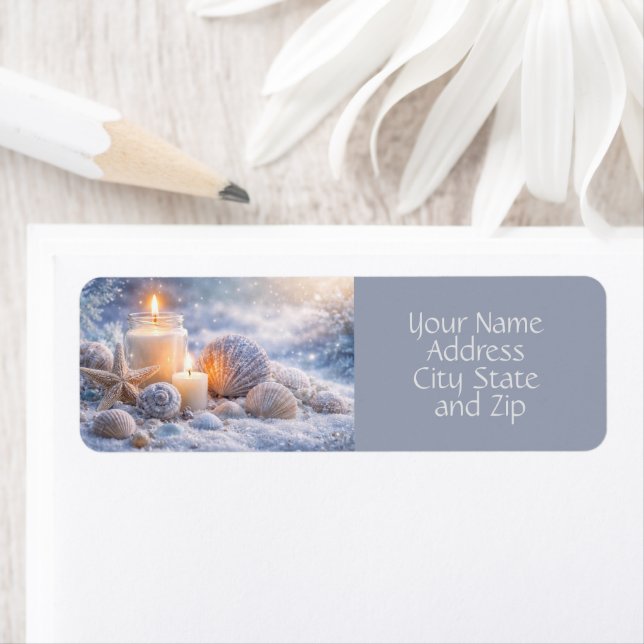 Christmas Seashells Beach Starfish Return Address  (Insitu)