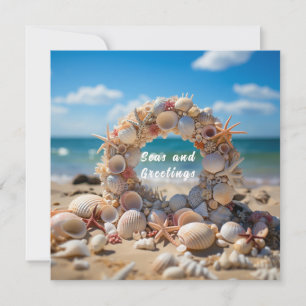 Christmas Seashells Starfish Coral Pearls Card