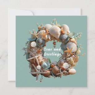 Christmas Seashells Starfish Sand Dollars Tropical Card
